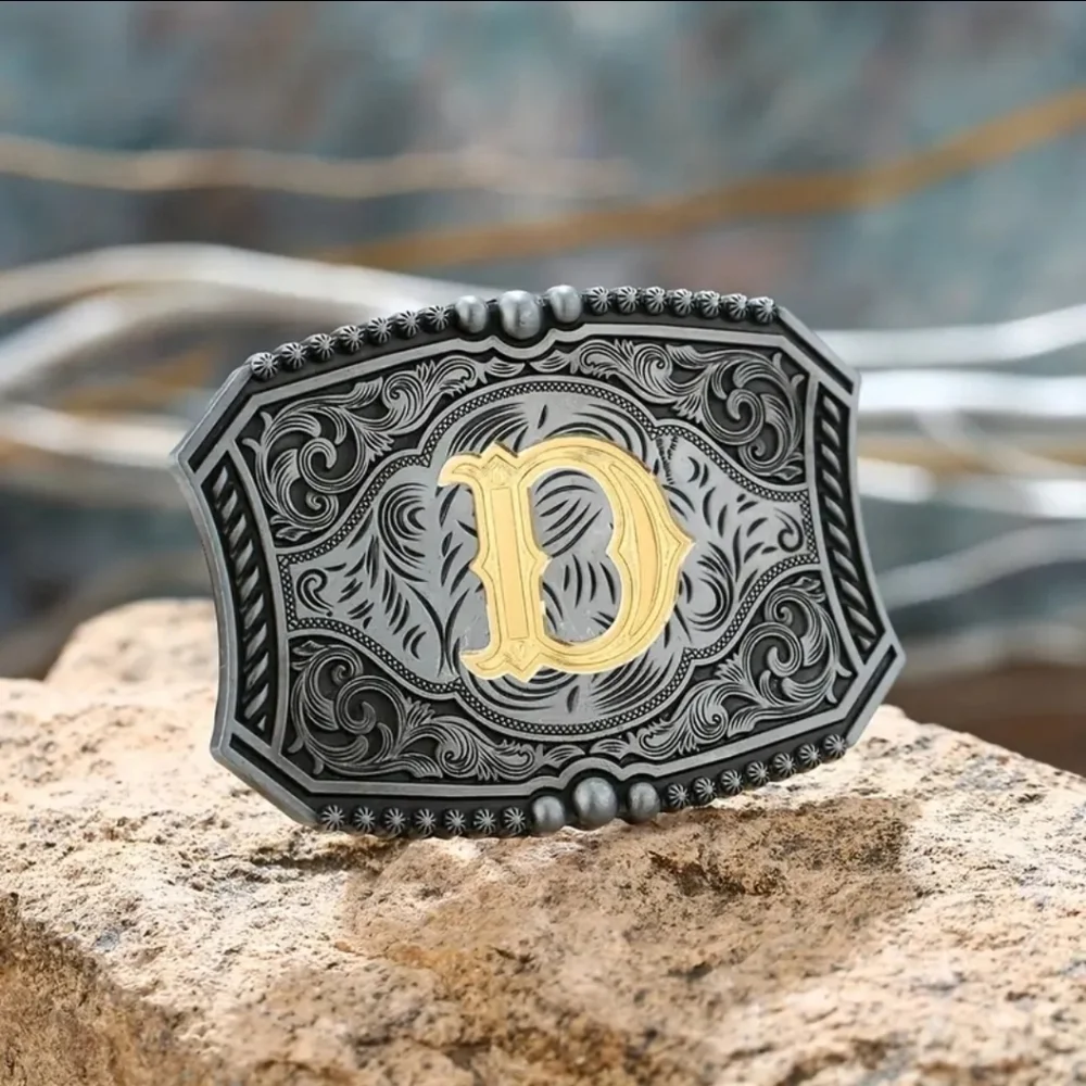 New Men's Monogram D Cowboy Western Belt Buckle